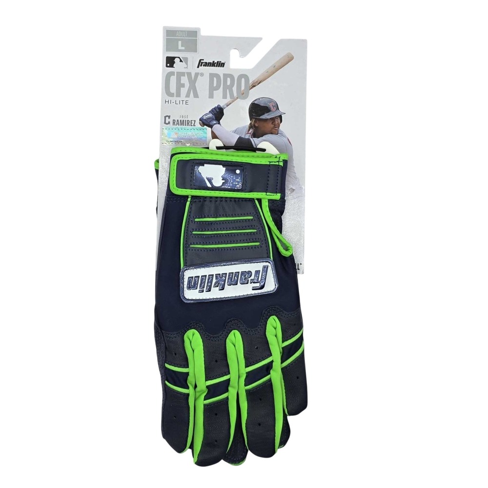 Franklin CFX Pro Hi-Lite Baseball Batting Gloves Men's Large Navy Blue Green NWT